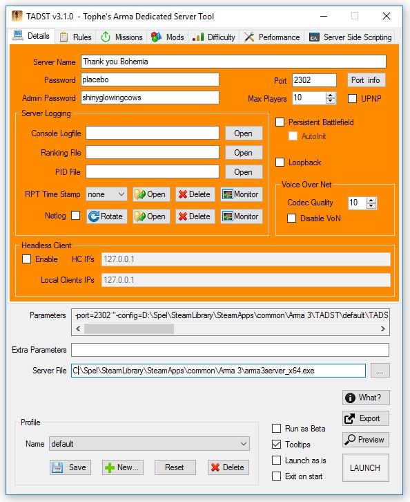 Tophe S Arma Dedicated Server Tool Tadst Arma 3 Servers Administration Bohemia Interactive Forums